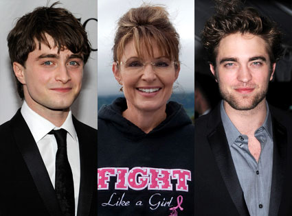 Robert Pattinson, Sarah Palin, Daniel Radcliffe Robert Pattinson, Sarah Palin, Daniel Radcliffe